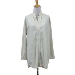 Aday Shirt Women L Large SLIM Fit Mandarin Collar Something Borrowed Snap Button